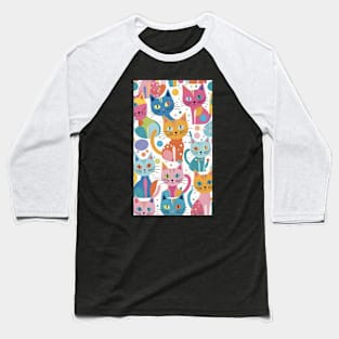 Whisker Kaleidoscope: A Vibrant Mosaic of Colorful Cats Baseball T-Shirt